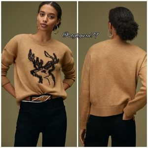 Anthropologie Tan and Black Sweater